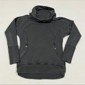 Lululemon Womens Black Funnel Neck Zip Pockets Regular Gym Pullover Sweatshirt S